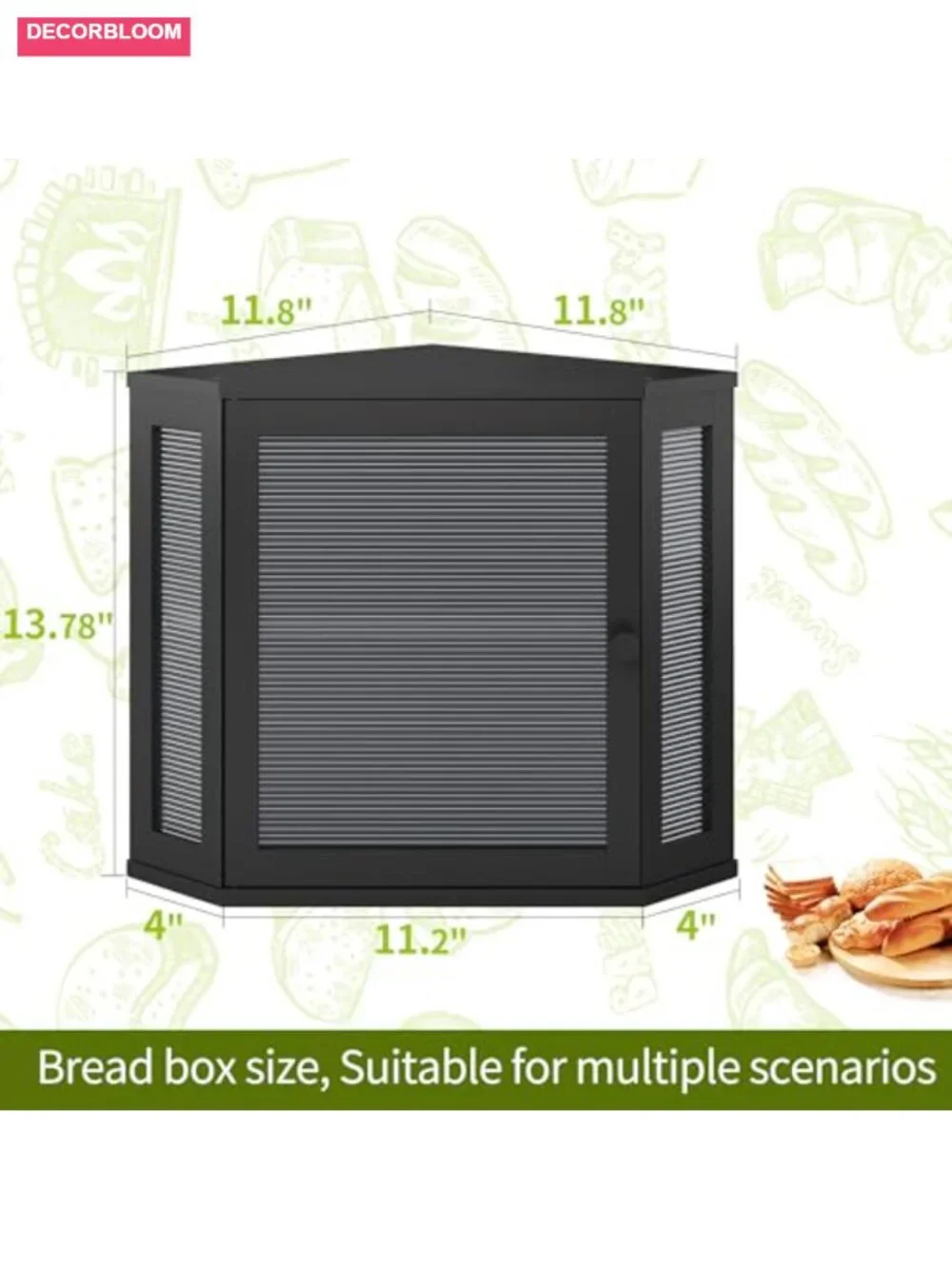 Double Layer Bamboo Bread Box with Acrylic Door, Large Capacity Kitchen